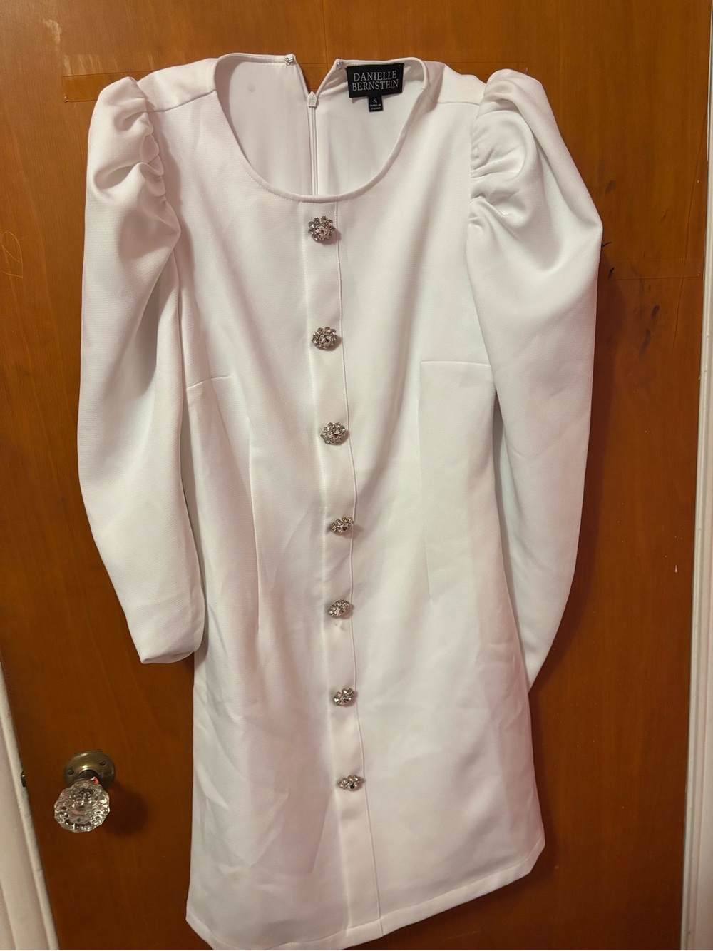 DANIELLE BERNSTEIN White Puff-Sleeve Button Front Blazer Dress